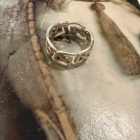 925 Sterling Silver CELTIC cutout band ring / Scotland wedding band size 7 1/2 - Picture 7 of 8